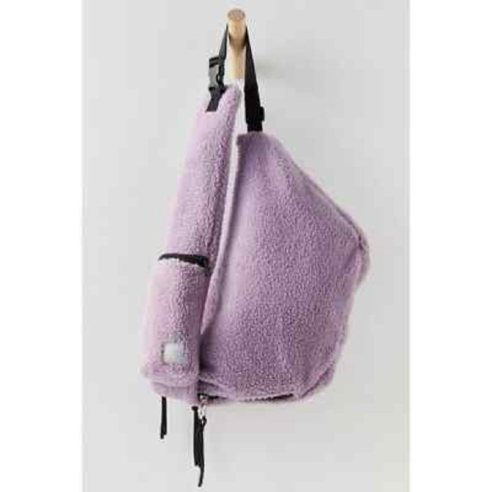 Plush Lavender Sling Bag - Women's Soft Sherpa Crossbody